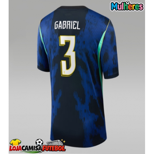 Camisa de Futebol Brasil Gabriel Magalhaes #3 Equipamento Secundário Mulheres Mundo 2026 Manga Curta